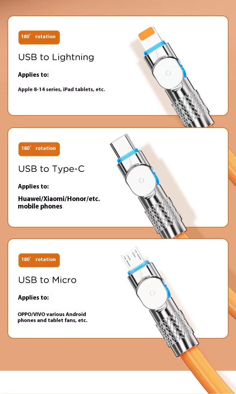 Buy Center Exclusive Offer-Fast Charging Rotating One-to-three Mobile Phone Charging Cable