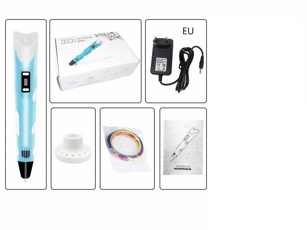 New at Buy Center: Children's 3d Printing Pen Three-dimensional Brush Toy Set Blue pen A set