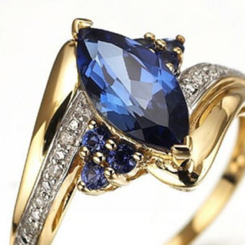 Buy Center Premium-Women's Fashion Sapphire Plated 18K Gold Ring