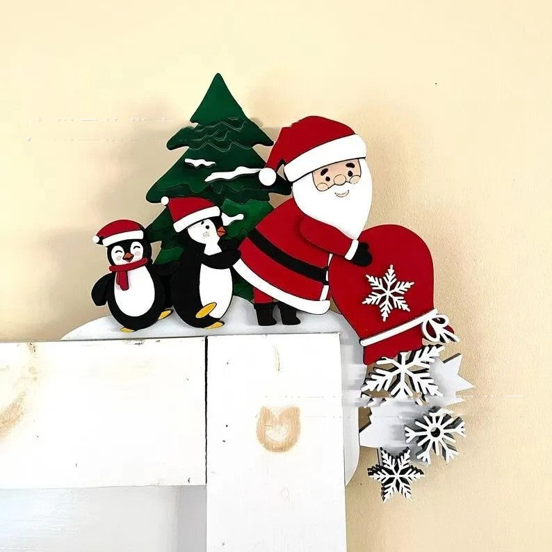 Just Arrived at Buy Center: Christmas Metal Door Top Home Decoration Penguin