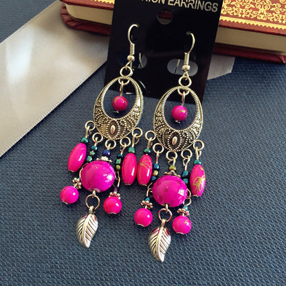 Buy Center Handpicked- Bohemian Retro Ethnic Style European And American Antique Silver Earrings Goddess Style Seashellrose