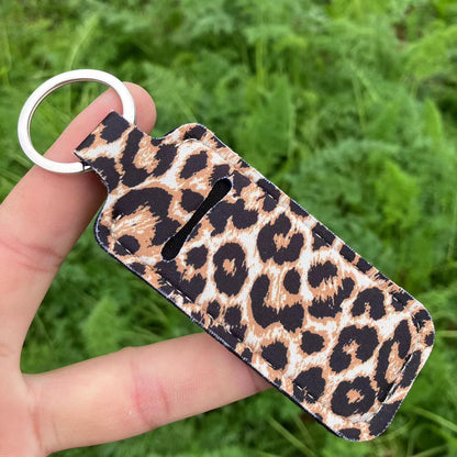 Buy Center Excellence-Printed Leopard Print SUNFLOWER Snake Pattern Women's Lipstick Pack Sets Of Key Chain Creative Perfume Bag Dark Brown Leopard Print 1PCS