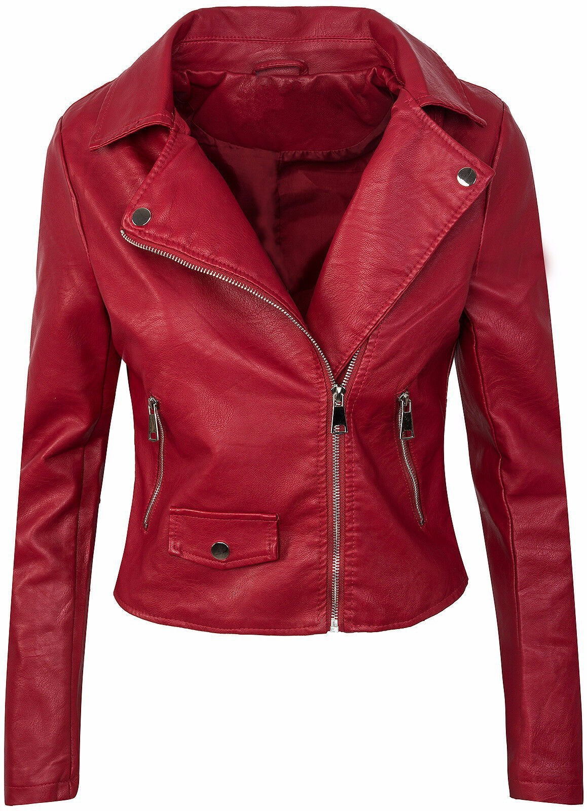 Women's Fall Winter Coat Slim PU Leather Short Zipper Leather Jacket Leather Coat Buy Center