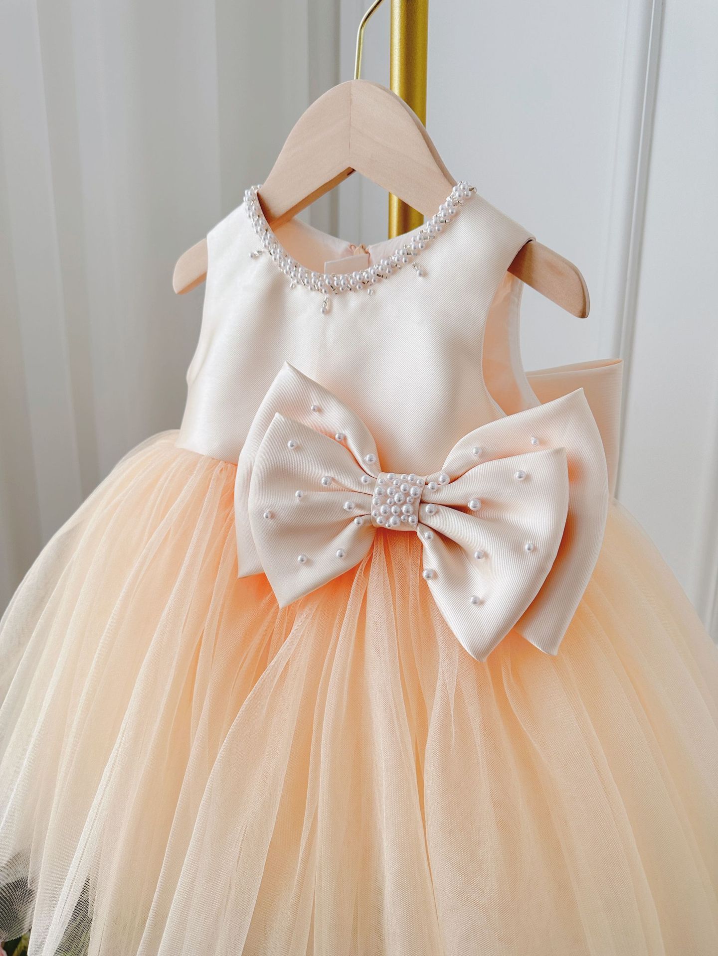 Fresh Arrivals at Buy Center: Children's Dress Girls' Summer Long-sleeve Coat Pettiskirt Champagne Big Bow High-waisted Gauzy Champagne Sleeveless Dress