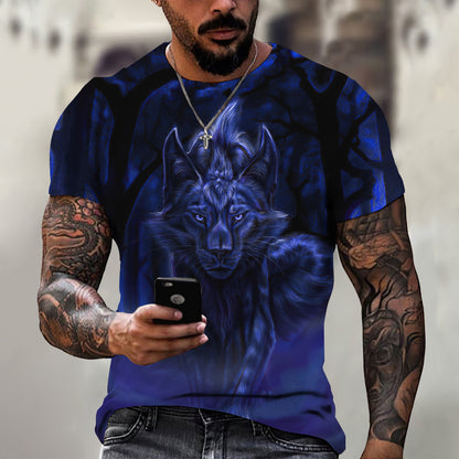 Camiseta de verano para hombre con estampado 3D de animales y bestias, león