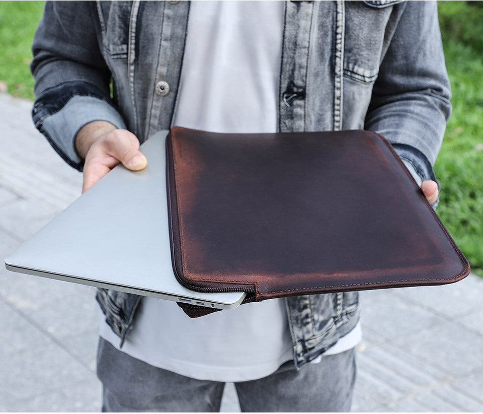 Fresh on the Scene at Buy Center: Retro Crazy Horse Leather Notebook Zipper Computer Bag