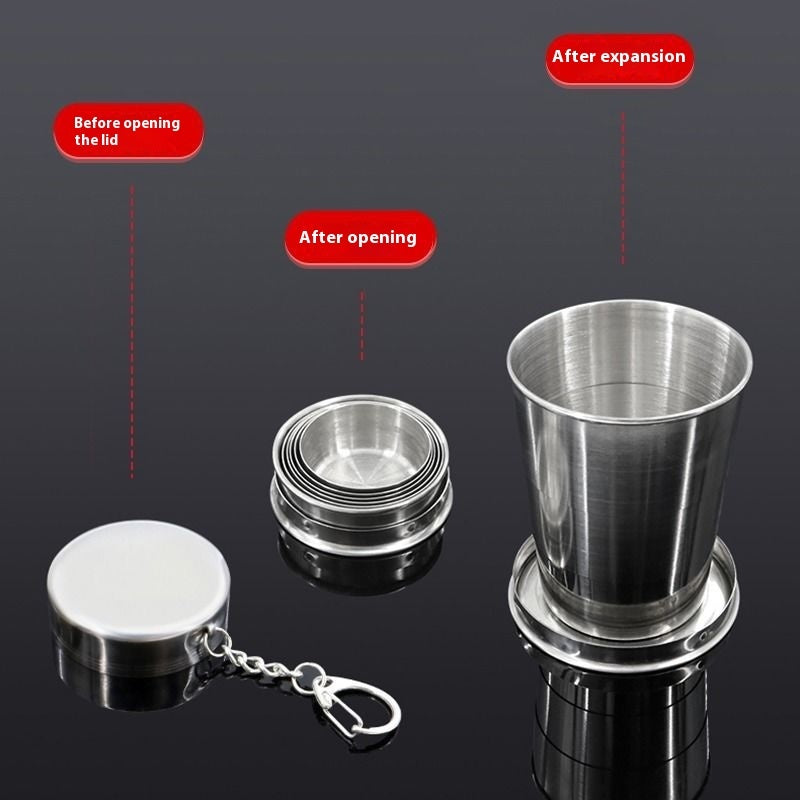 New Stainless Steel Outdoor Folding Travel Water Cup Creative