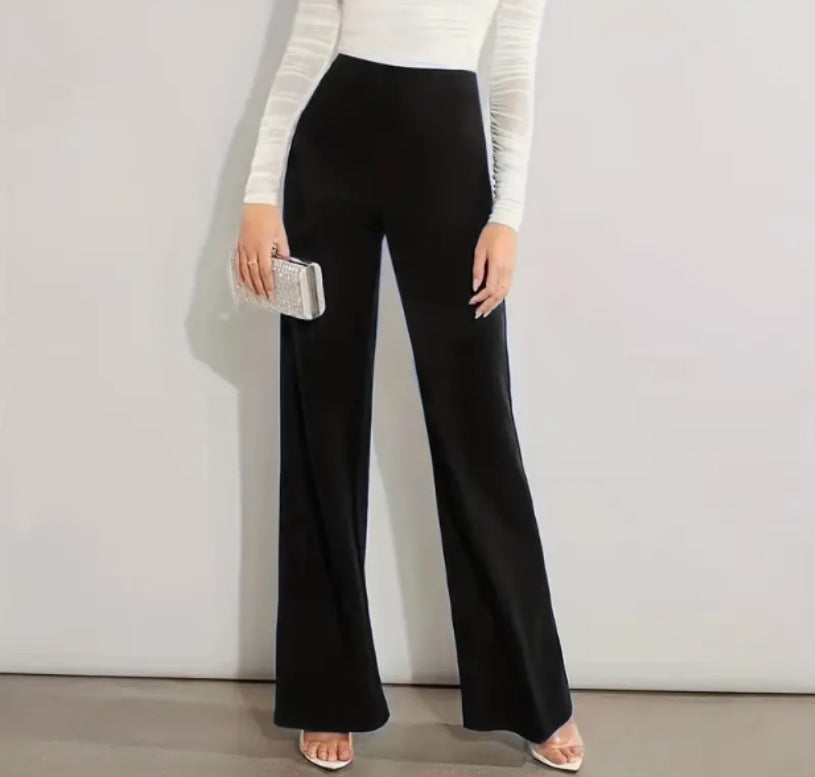 High Waist Slimming Casual Solid Color Straight-leg Trousers Four Seasons Stretch Buy Center