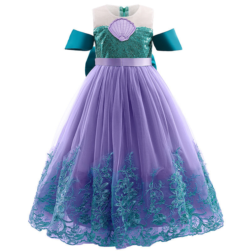 Fresh Arrivals at Buy Center: Lace Princess Dress Summer Wear Suit Green With Purple