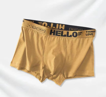 Hot New Items at Buy Center: Four Seasons Men's Underwear J Simple Solid Color Mid-waist Skin-friendly Breathable Yellow