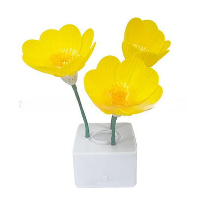 New Automatic Flowering Charging Small Night Lamp Creative Bedroom Atmosphere Table Lamp Daisy Yellow