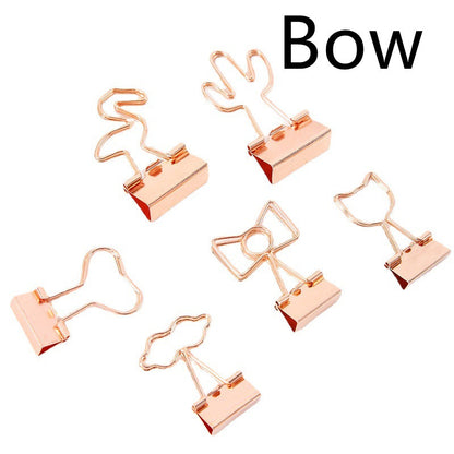 New at Buy Center: Creative Plating Gold Small Clip Office Style Long Tail Metal Bow