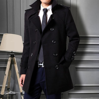 Men's Duster Slim Fit Korean Fashion | Men's Clothing-Outerwear & Jackets-Wool | Buy Center