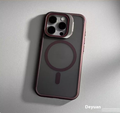 Hot New Items at Buy Center: Semi-transparent Frosted Bracket Magnetic Suction Phone Case Soft Frame Drop-resistant Wine Red