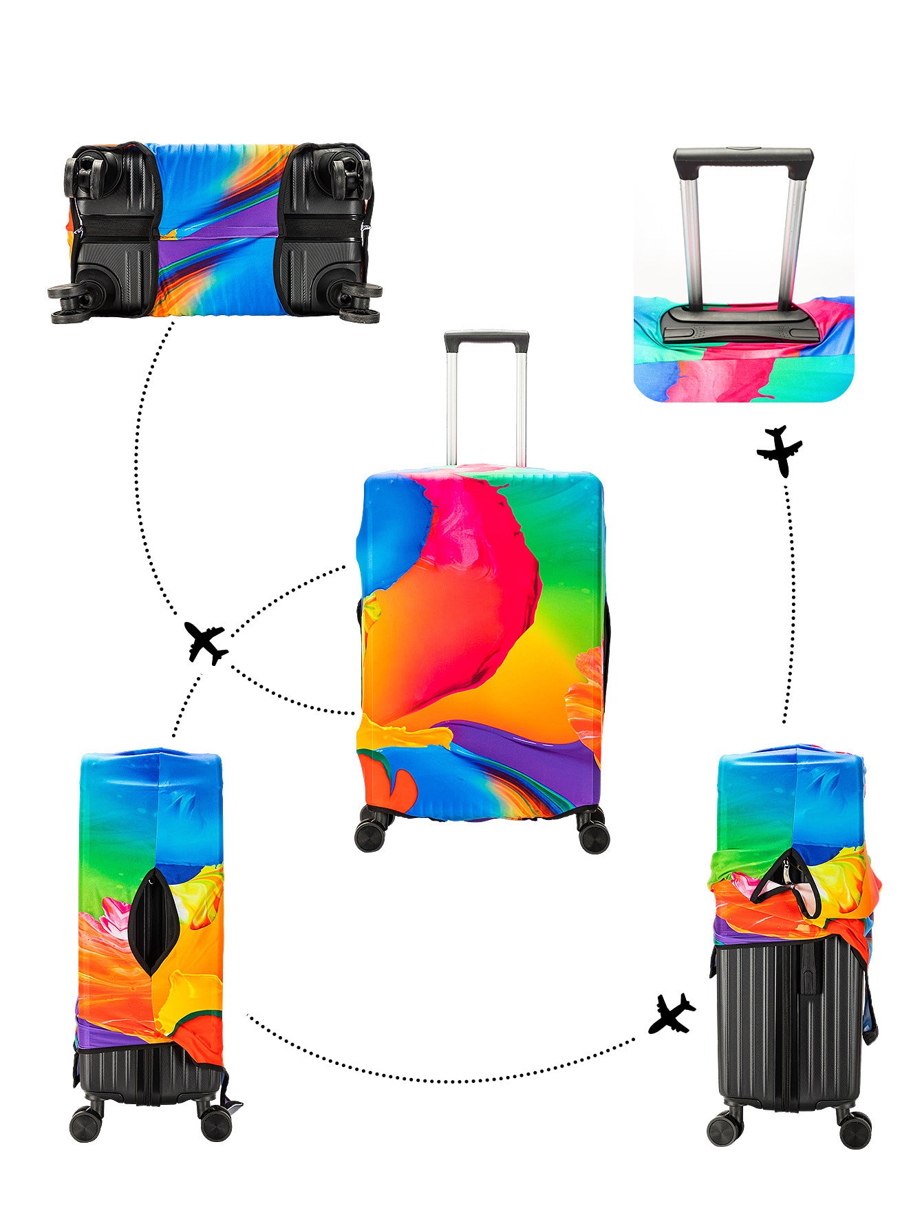 Newly Released at Buy Center: Trendy Unique Suitcase Suite Elastic Case Cover Luggage Protective Cover Travel Trolley Case Dust Cover