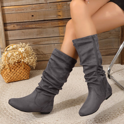 Winter Warm Round Toe Side Zipper Women's Middle Boots Buy Center