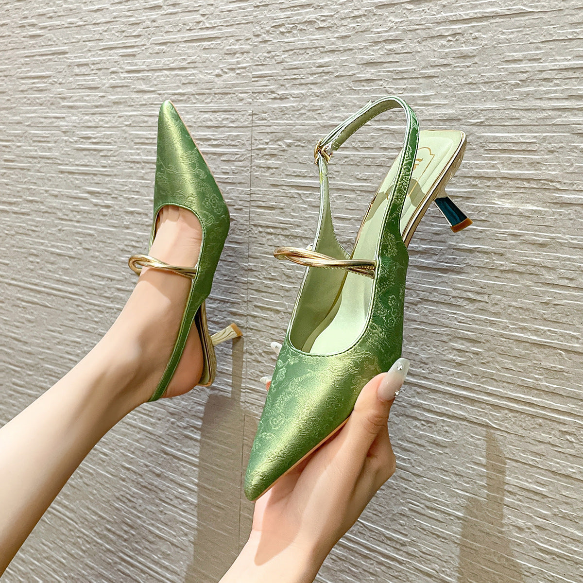 Buy Center Top Rated-Fashion Personality Pointed Women's High Heels Green 6cm