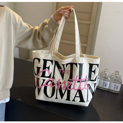 Just Arrived at Buy Center: Versatile Texture One-shoulder Large Letter Painted Canvas Bag