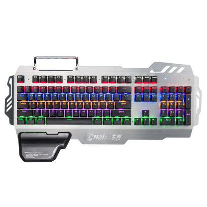 Green Axis Metal Panel With Wrist Splint Wired Professional Gaming Keyboard Silver