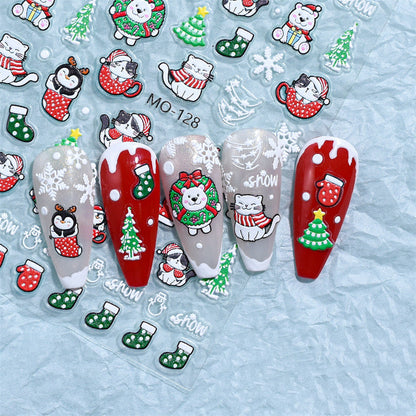 Christmas Relief Nail Stickers Paper Tape Adhesive Waterproof