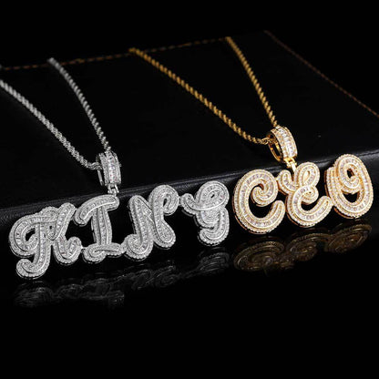 Newly Released at Buy Center: Personalized Cursive Letter Splicing Combination Pendant Micro Zirconia Necklace