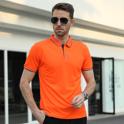 Just Arrived at Buy Center: Polo Shirt Men's Thin Lapels Short Sleeve ShirtT-shirt Fluorescent Orange