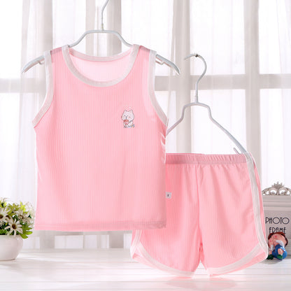 Fresh Arrivals at Buy Center: Children's Quick Drying Clothes Vest Suit Summer Ice Silk Pink