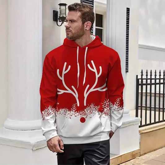 Christmas Elk 3D Printing Men's Hooded Sweater | Men's Clothing4 | Buy Center