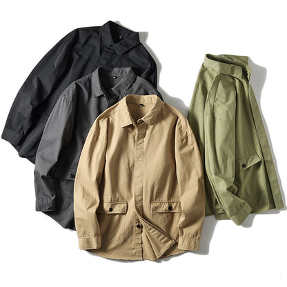 Just Arrived at Buy Center: Men's Simplicity Placket Casual Peaked Lapel And Long Sleeve Shirt