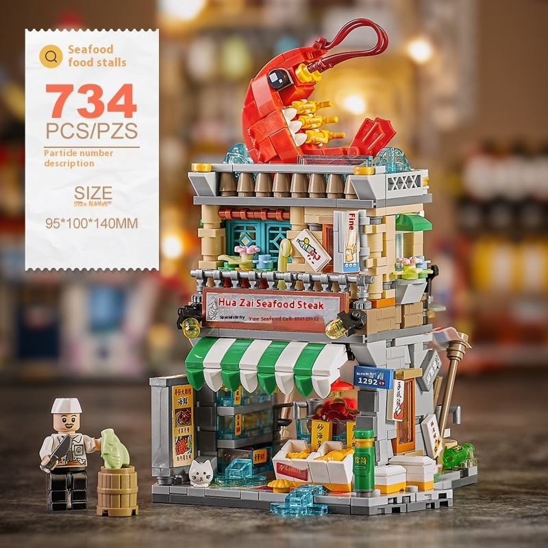 Fresh Arrivals at Buy Center: Decoration City Street View Building Model Building Blocks 1292 Seafood Stall