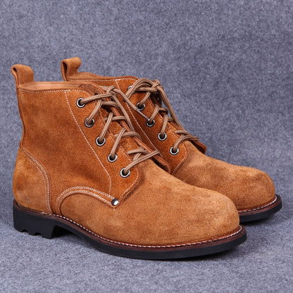 Newly Released at Buy Center: Thick Suede Cowhide High-top Work Genuine Leather Shoes Orange