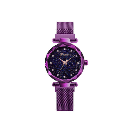 Montre à quartz magnétique étanche tendance Starry Sky Lady