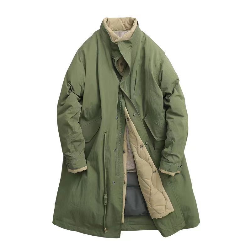 Fake Two-piece Liner Stand Collar Mid-length Down Jacket Men's Coat