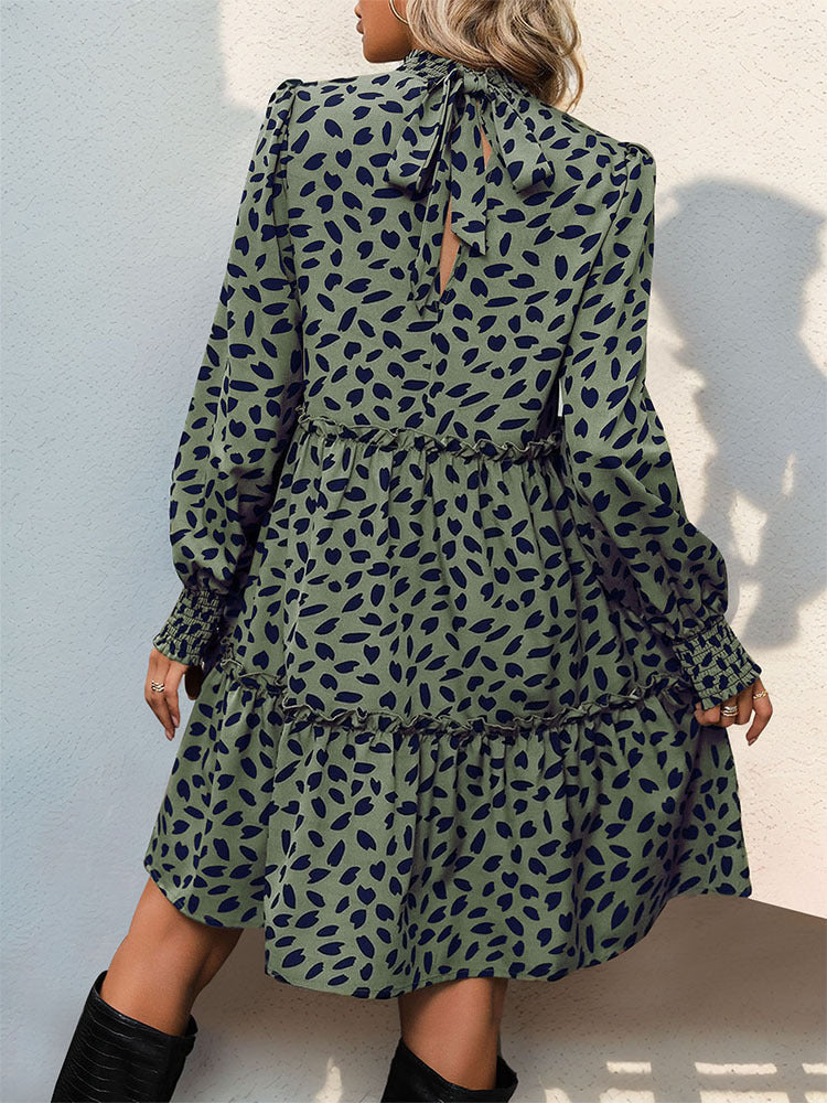 Just Arrived at Buy Center: Leopard Print Long Sleeve Dress