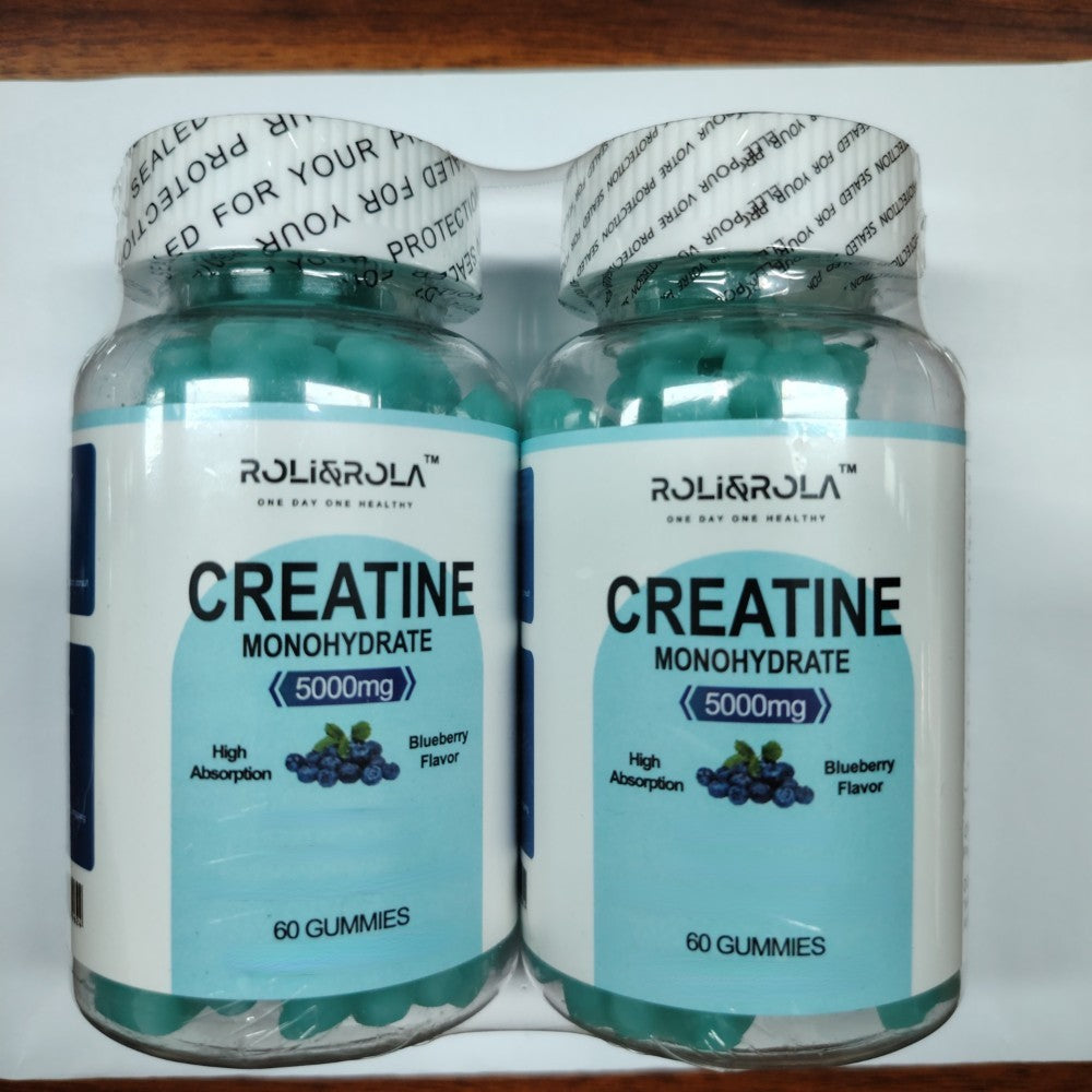 High Strength Creatine Monohydrate Gummies, Blueberry Flavored Creatine Gummies Monohydrate - 60 Gummies X 2 Bottles