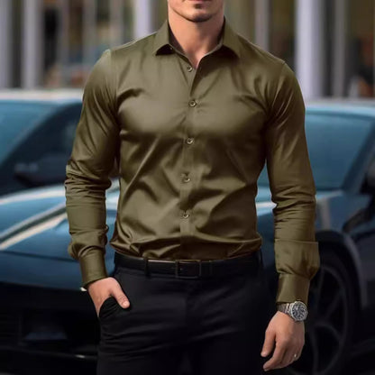 Business Lapel Shirt Solid Color Long Sleeve Casual Buy Center