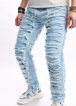 Jean skinny déchiré de couleur unie simple