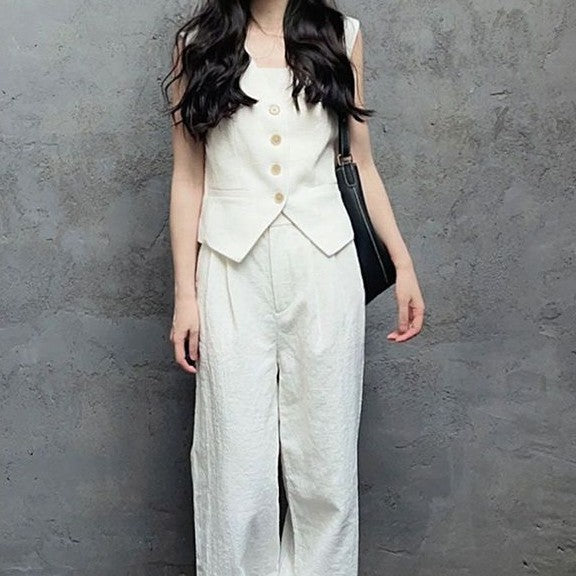 Fresh Arrivals at Buy Center: High Waist Wide Leg Pants Two-piece Suit Fashionable