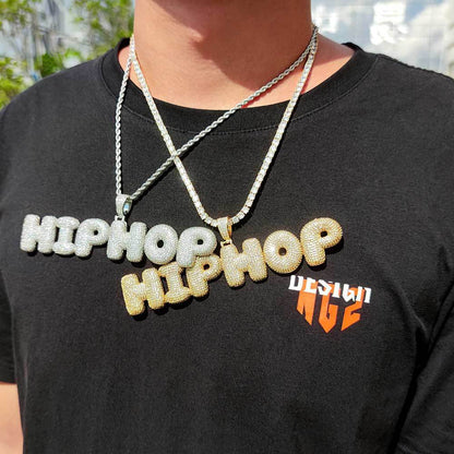 Newly Released at Buy Center: Hip Hop Bubbles Letter Pendant Micro Zirconia Necklace