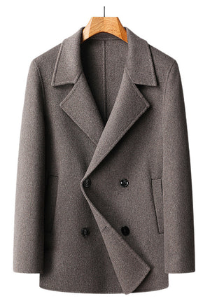 Handmade Double-faced Woolen Goods Wool Overcoat Short Double Breasted Coat