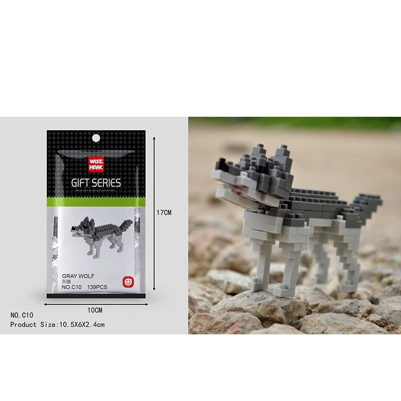 Newly Released at Buy Center: Simple Small Animal Building Block Puzzle Assembly Toy C10_gray Wolf 139PCS