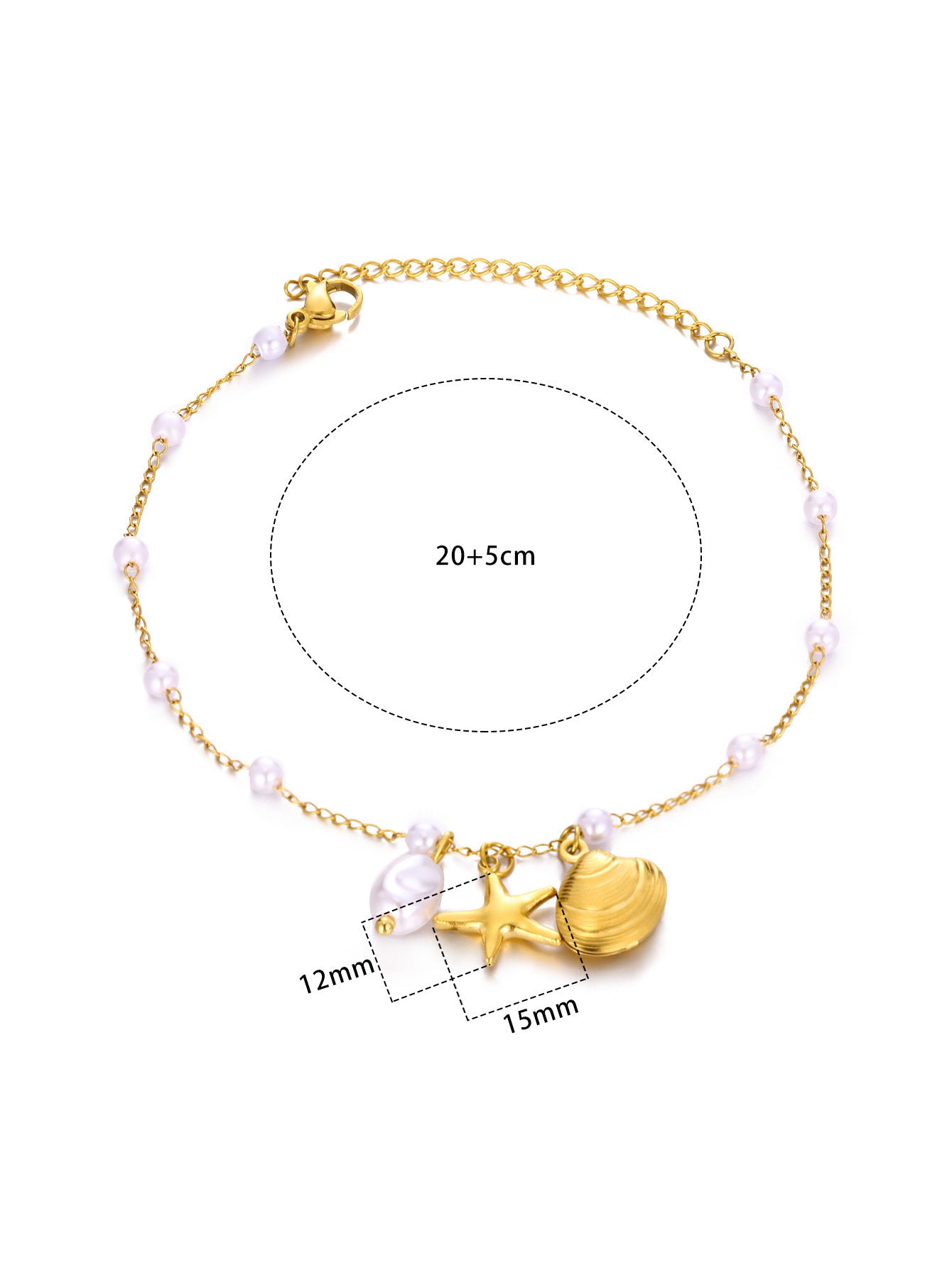 Buy Center Deal-Shell Stainless Steel Starfish Pendant Necklace Anklet HJ460 Gold Containing Chain