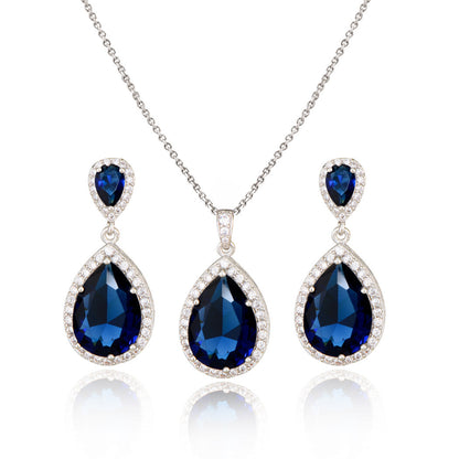 Collier en forme de goutte d'eau en zircon brillant et grand pour les oreilles, bijoux de mariage simples et gracieux