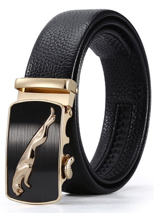 Ceinture d'affaires à boucle automatique en cuir pour homme