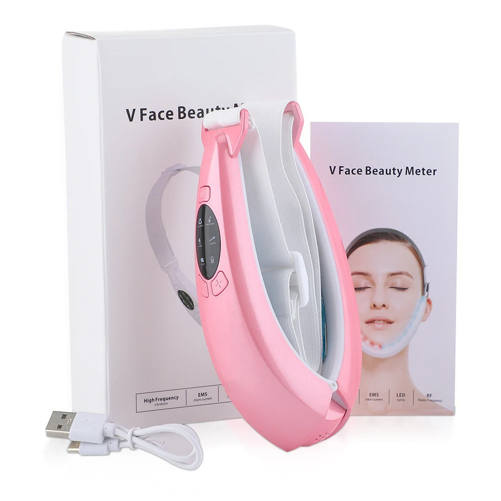 Appareil de massage par vibrations pour lifting du visage en V Appareil de thérapie par photons LED Appareil de lifting du visage Machine de ceinture de lifting des joues en forme de V pour double menton