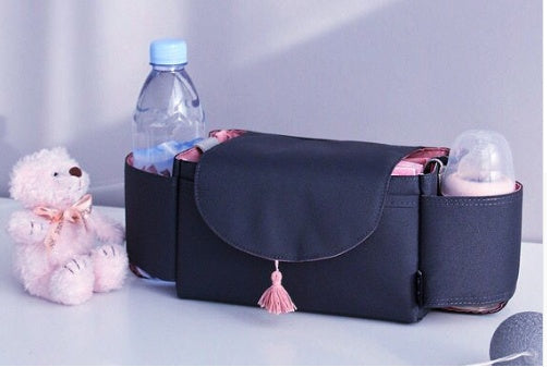 Multifunction Baby Stroller Bag Organizer Maternity Nappy Bag Stroller Accessories Cup wheelchair bag Pink fringe