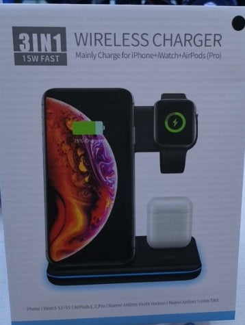 Compatible Mobile Phone Watch Earphone Wireless Charger 3 In 1 Wireless Charger Stand Packing box