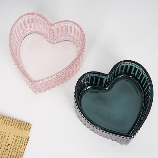 Striped Peach Heart Solid Color Clear Glass Bowl Buy Center