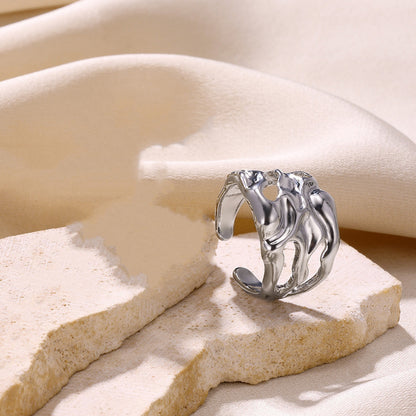 Buy Center Handpicked- Fashion Personality Men And Women Lava Ring Silver