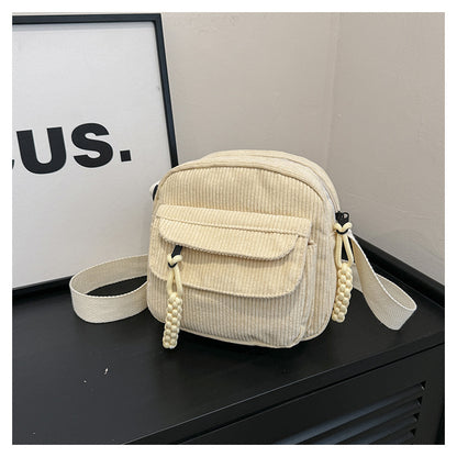 Hot New Items at Buy Center: Solid Color Classy Exquisite Texture Portable Shoulder Messenger Bag Beige